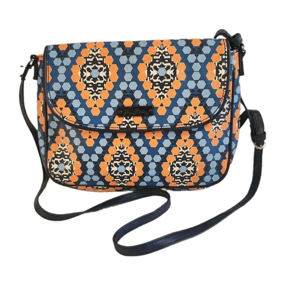 Vera Bradley Marrakesh Bead Pattern Small Crossbody Blue Orange Kiss Lock 10x8x2